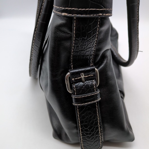 Maggie Barnes Womens Handbag Black L Zip Close Bucket Purse Double Handle - Picture 9 of 9